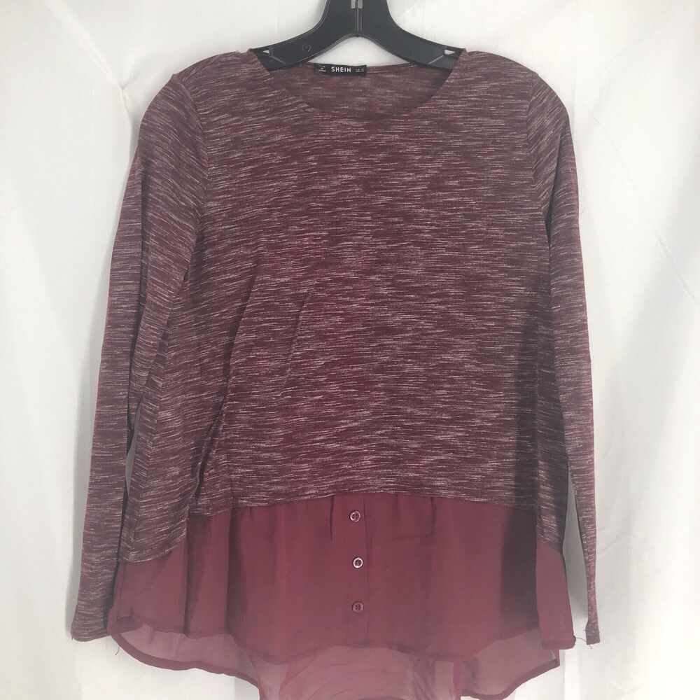 SHEIN Curve Long Sleeve Top XS Red